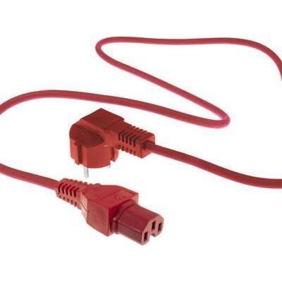 Thumbnail - ACT Powercord mains connector CEE 7/7 male (angled) - C15 red 2 m (2 m), Stromkabel