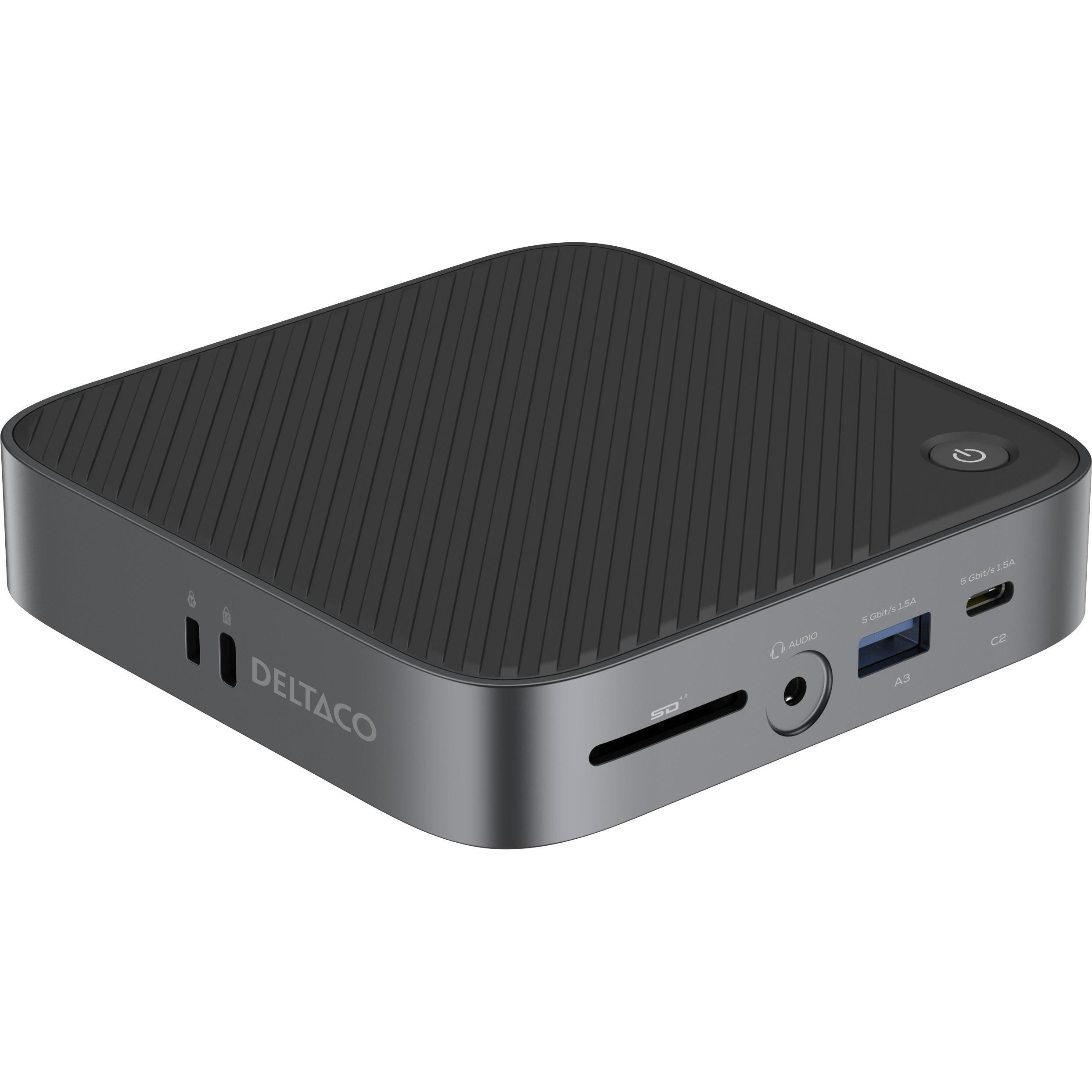 Deltaco USB-C jung??i?? stotel???, dviguba, 2x HDMI, USB-C/RJ45/SD/3.5, VESA / USBC-HDMI28 / 1902423 (USB-C, 1 porzione), Docking station + Hub USB, A