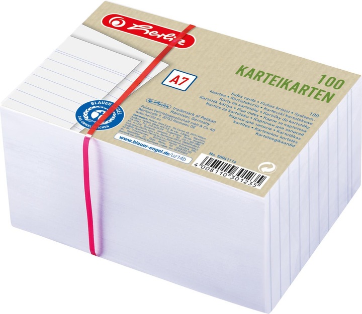 Image du produit Herlitz Fiches (A7, 180 g/m², 100 x)