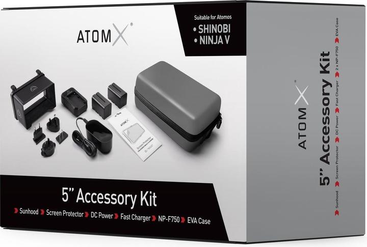 Actual product image Atomos 5" Accessory Kit (copy) (Charger, Cable, Rechargeable battery, Various video accessories)
