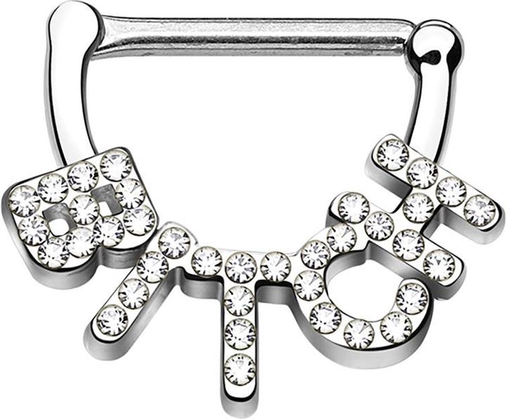 Produktbild Star Piercing Barbell Clicker silber Bitch (Messing, Chirurgenstahl 316L)