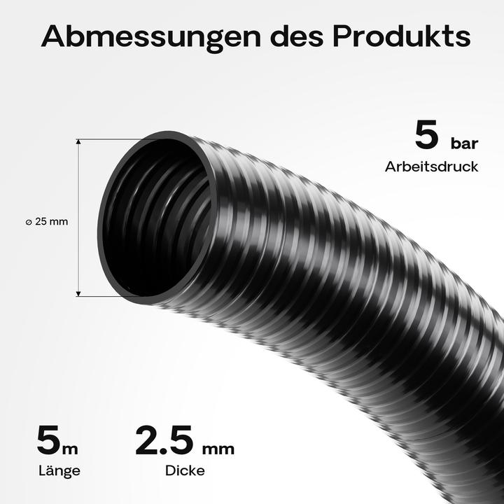 Produktbild Wiltec Luisiana OM/I 5m flexibler Teichschlauch Ø25mm 330g/m Pumpenschlauch
