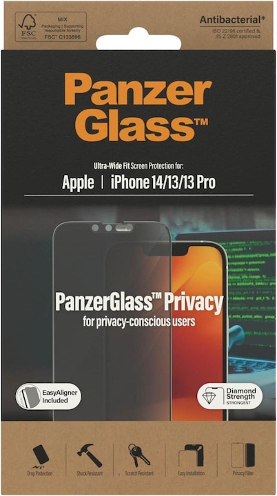 Actual product image PanzerGlass Ultra-Wide Fit Privacy (1 Piece, Apple iPhone 13)
