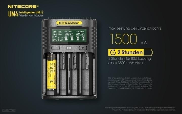 Immagine prodotto Nitecore Caricatore USB UM4 (1 pz., 14500, 16340, 18650, Batteria + Caricabatterie)
