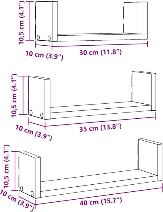 Produktbild VidaXL Wandregale 3 Stk.