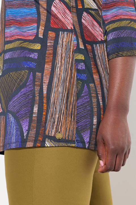 Produktbild Ulla Popken Slinky-Longshirt, A-Linie, Herzausschnitt, 3/4-Arm (60)