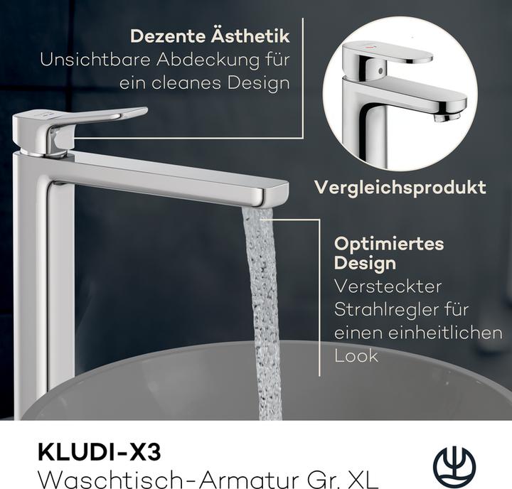 Immagine prodotto Kludi Miscelatore per lavabo X3, misura XL, senza scarico a scomparsa