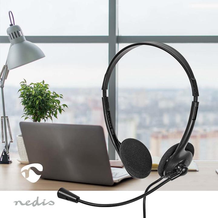 Actual product image Nedis PC Headset On-Ear - Black (Cable, USB-A, Google Meet, Microsoft teams, Zoom)