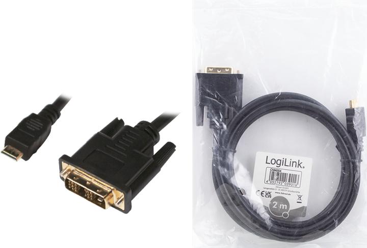 Image du produit LogiLink mini HDMI (Typ C) — DVI (2 m, DVI, HDMI)
