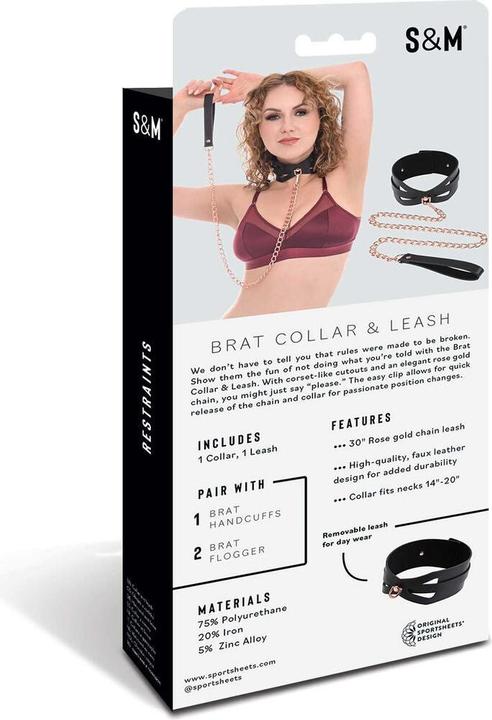 Produktbild Sportsheets Sex And Mischief Brat Collar And Leash Sexalsbänder Black 90 cm