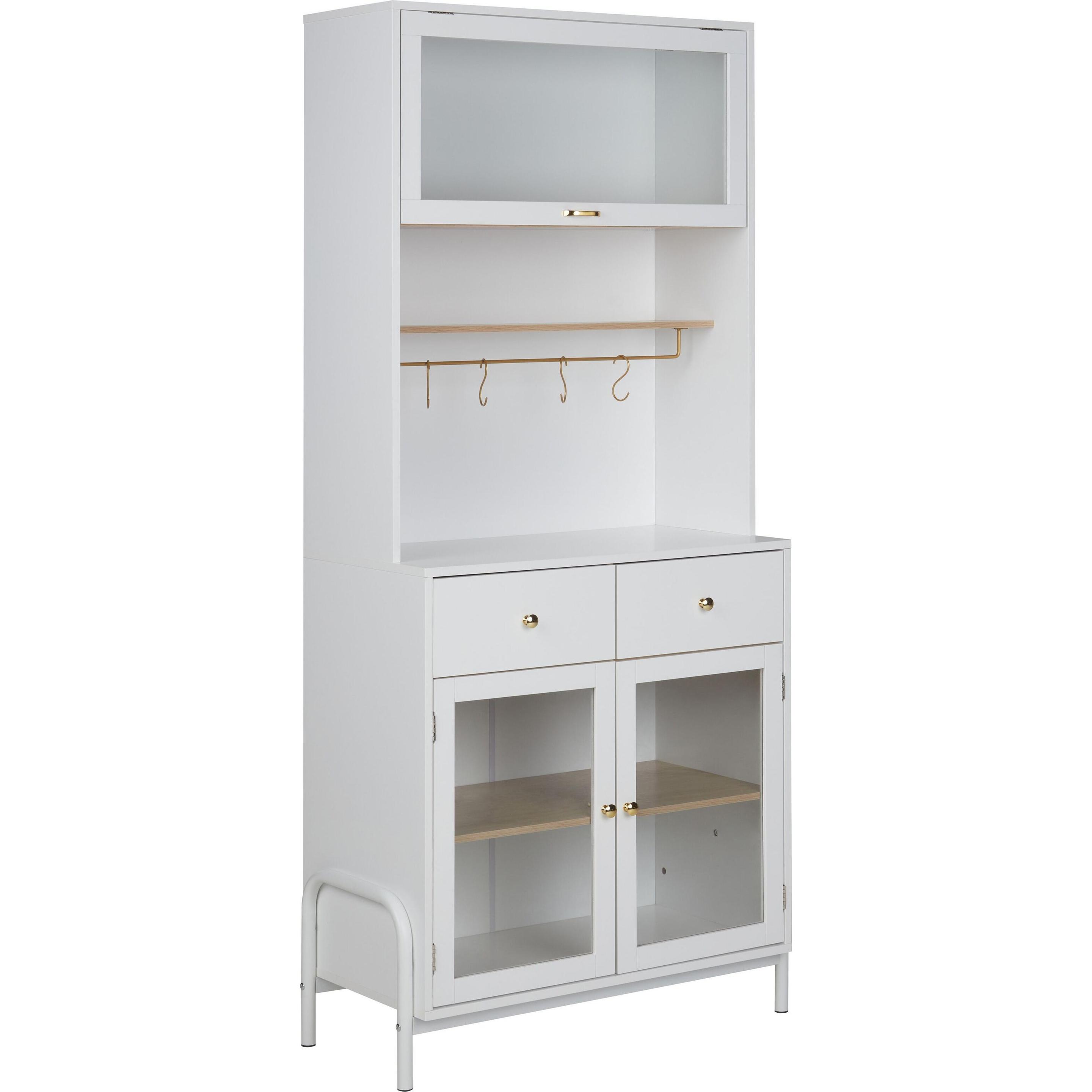 Beliani Weiss Vitrine + Buffetschrank, Parlin (82 X 40 X 180 Cm)