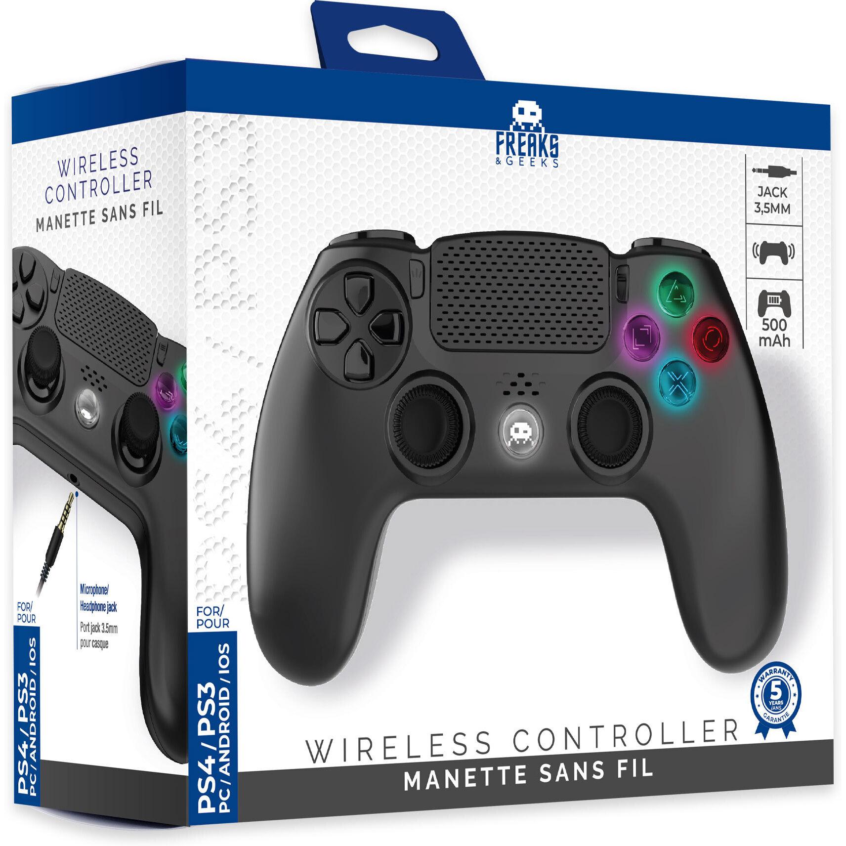 Freaks and Geeks Controller Wireless Black V2 (PS4, PS3, PC), Controller gaming, Nero