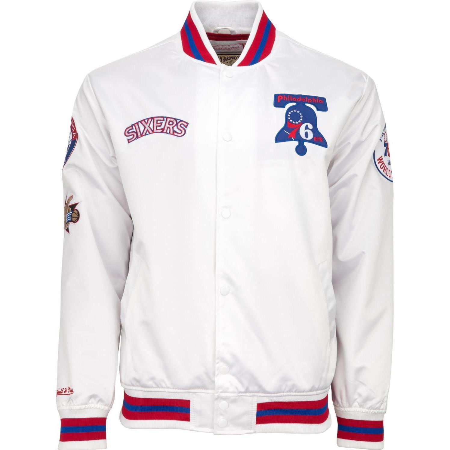 Mitchell & Ness, Herren, Jacke, City Lightweight Satin Jacke - Philadelphia 76ers - M (M), Weiss, M