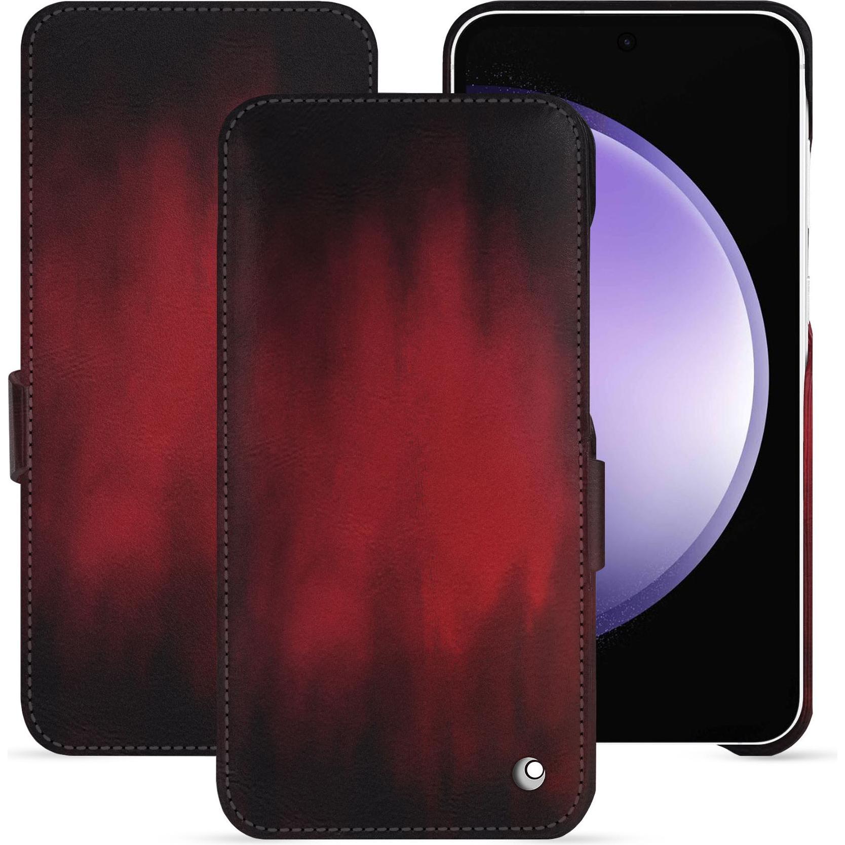 Noreve Lederschutzhülle horizontal (Samsung Galaxy S23 FE), Smartphone Hülle, Rot