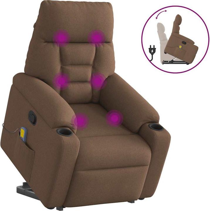 Actual product image vidaXL Massage chair with stand-up aid brown fabric