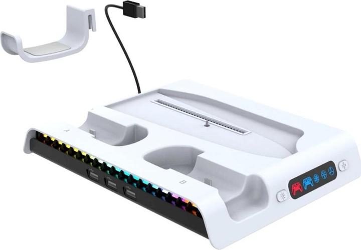 - iPega P5S006 Multifunctional Charging RGB Stand with Cooling for PS5 Slim White (Playstation Classic)