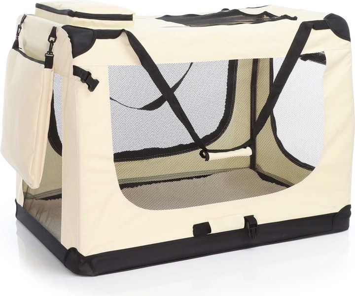 Produktbild Wiltec Fudajo Transportbox XXXL Faltbar Beige 100x69x69cm Hundebox Reisebox Katzenbox (Hund, Faltbar)