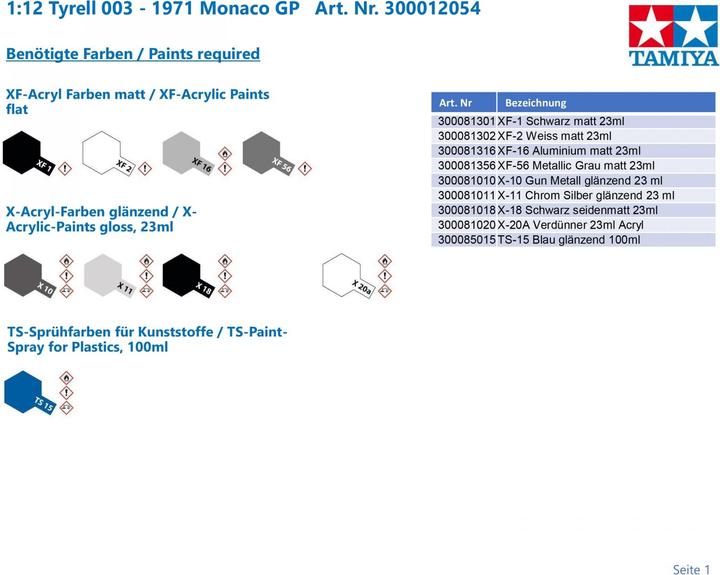 Produktbild Tamiya Tyrrell 003 1971 Monaco