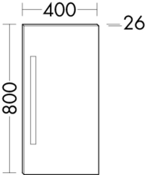 Actual product image burgbad Fiumo illuminated mirror, with horizontal LED lighting, 600x700mm, SIIX060 (40 x 80 cm)