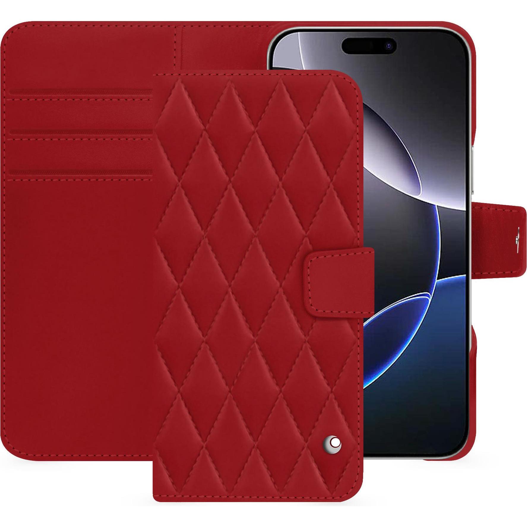 Noreve Lederschutzhülle Apple iPhone 16 Pro Max (Apple iPhone 16 Pro Max), Smartphone Hülle, Rot