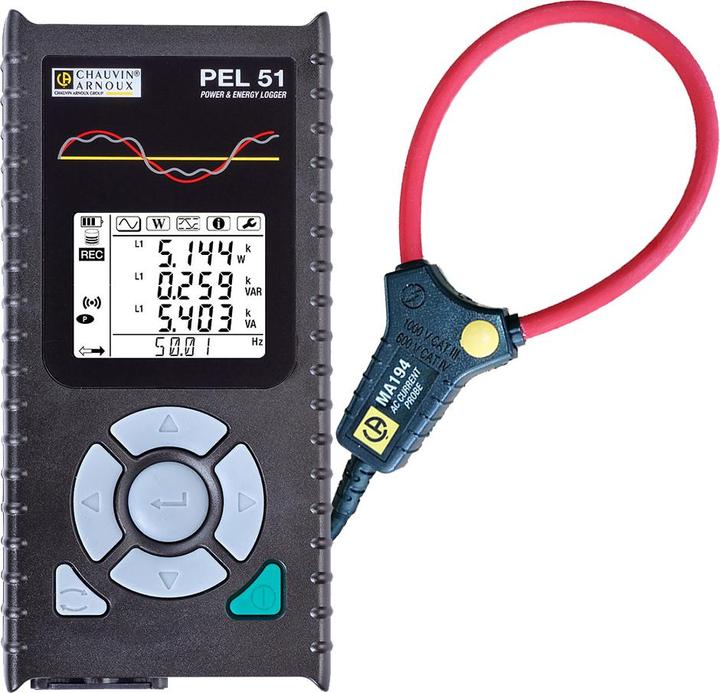 Actual product image Chauvin Arnoux PEL 51 Mains analyser 1-phase incl. current clamps, with logger function