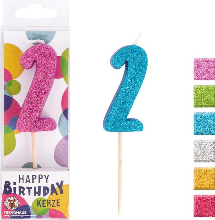 Image du produit Trendhaus Bougies avec chiffre Birthday Fun Glitter Mini (2 x)