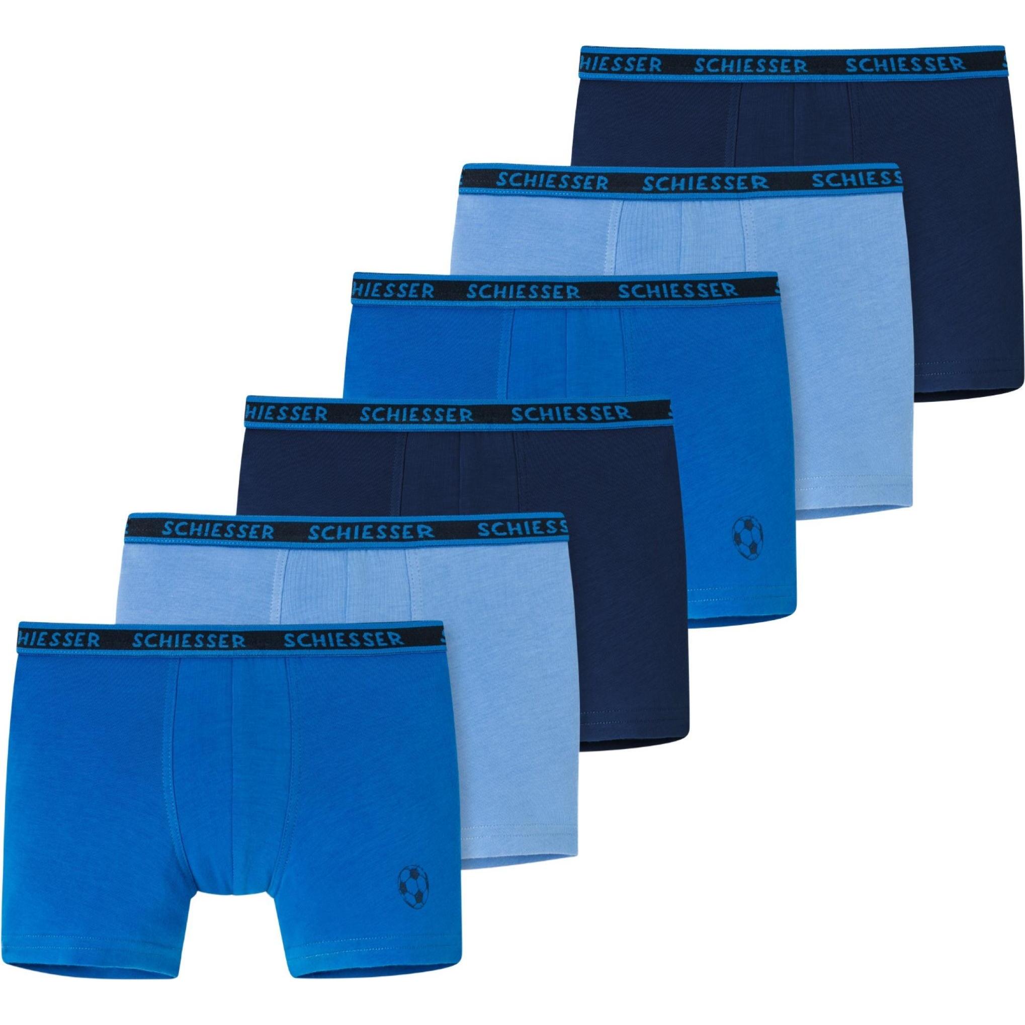 Schiesser, Jungen, Unterhosen, 6er Pack Kids Boys 95/5 Organic Cotton Shorts / Pants, Blau, (140, 6er Pack)
