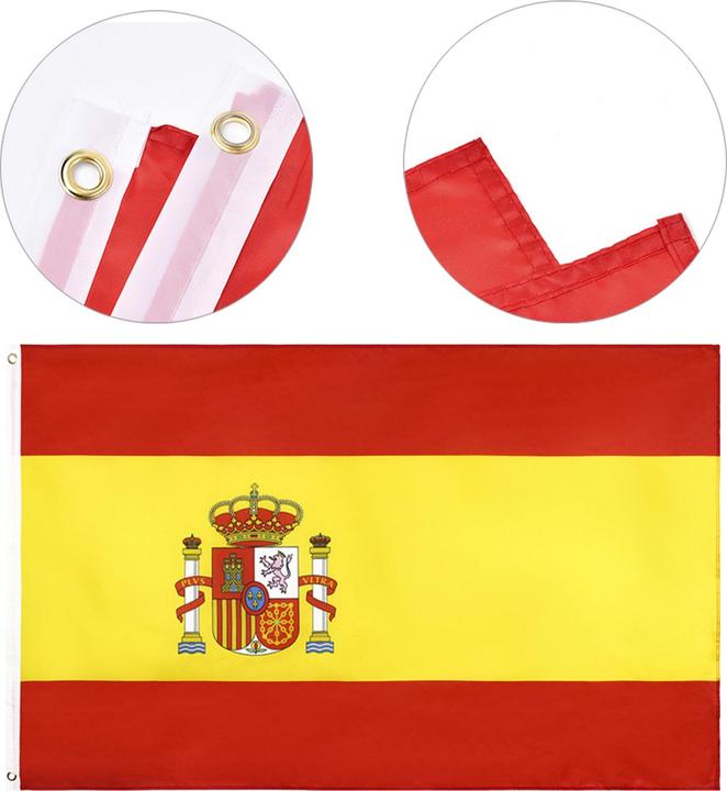 Produktbild Lobwerk Spanien Spain Flagge mit Ösen Fahne 150x90 Metalösen Wetterfest Fahnenmast (150 x 90 cm)