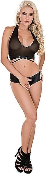 Magic Silk Halter BH & Crotchless Panty Set
