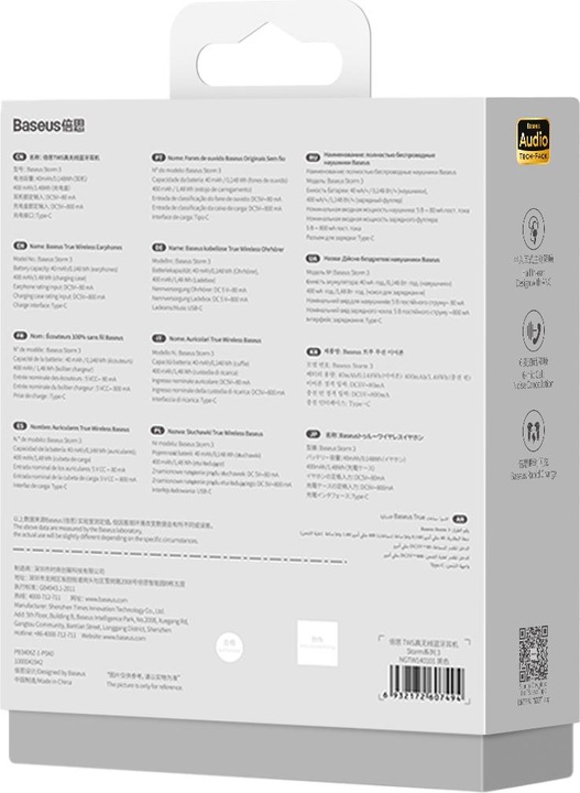 Image du produit Baseus Écouteurs TWS Storm 3, ANC (noir) (ANC, 20 h, Sans fil)