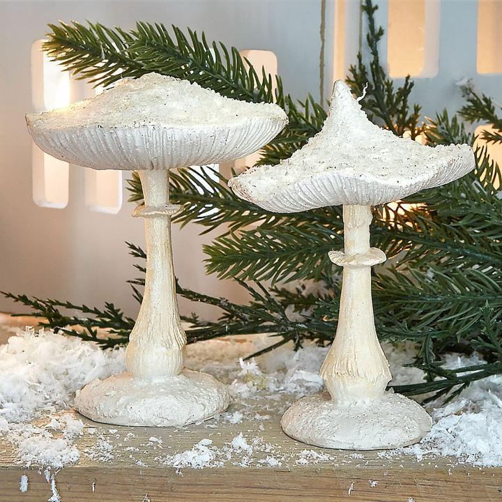 Image du produit Loberon Set de 2 champignons décoratifs Viresto blanc