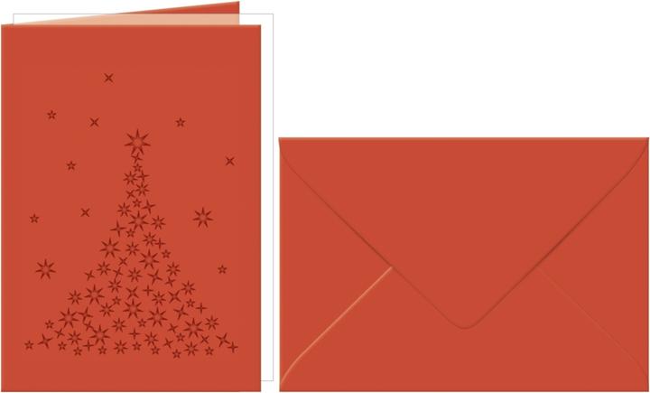 Ursus Double card A6 laser-cut + envelope PU=5 sets Christmas tree ruby red (A6, 220 g/m², 5 x)