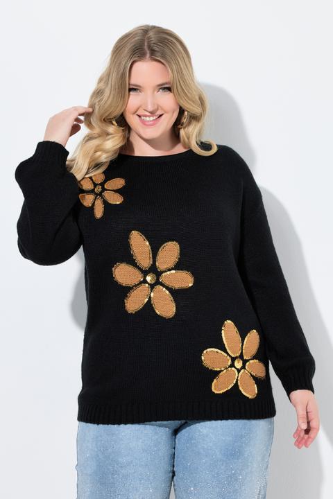 Produktbild Miamoda Pullover, Loose Fit, Pailletten-Blüten, Ballon-Langarm (50)