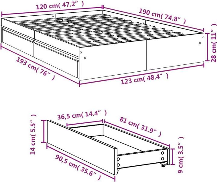 Produktbild vidaXL Bettgestell (120 x 190 cm)