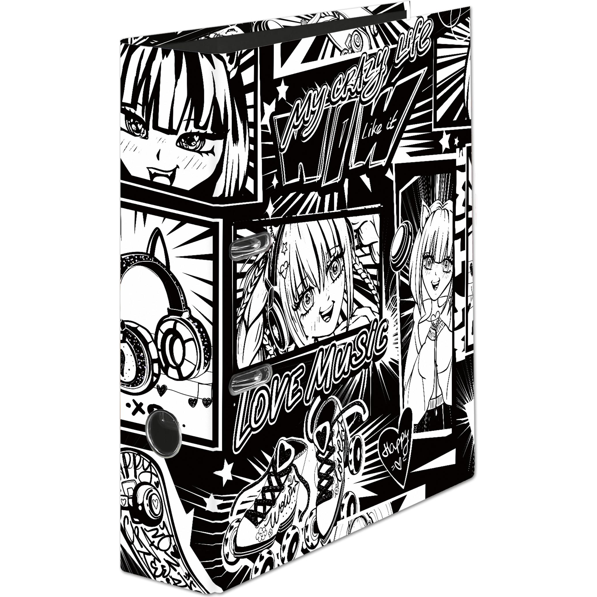 Thumbnail - Falken, Ordner, Motivordner Manga Motiv Black&White (A4, 80 mm, 6 x)