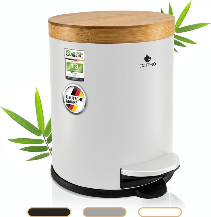 Produktbild Exitoso Tretmülleimer mit Softclose-Deckel 5 l, Weiss (5 l)