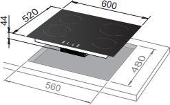 Produktbild De'Longhi De?Longhi PVC 61 N Schwarz Einbaukochfeld 60 cm Keramik 4 Brenner(s) (60 cm, Glaskeramik Kochfeld)