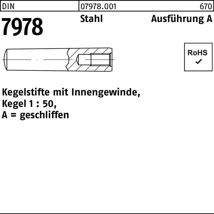 Produktbild Kegelstift DIN 7978/ISO 8736 m.Innengewinde A 10 x 32 Stahl Kegel 1:50 DIN 7978
