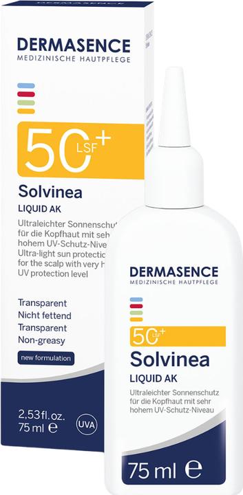 Actual product image Dermasence Solvinea Liquid AK SPF50+ 75 ml (Sun cream face, SPF 50+, 75 ml)
