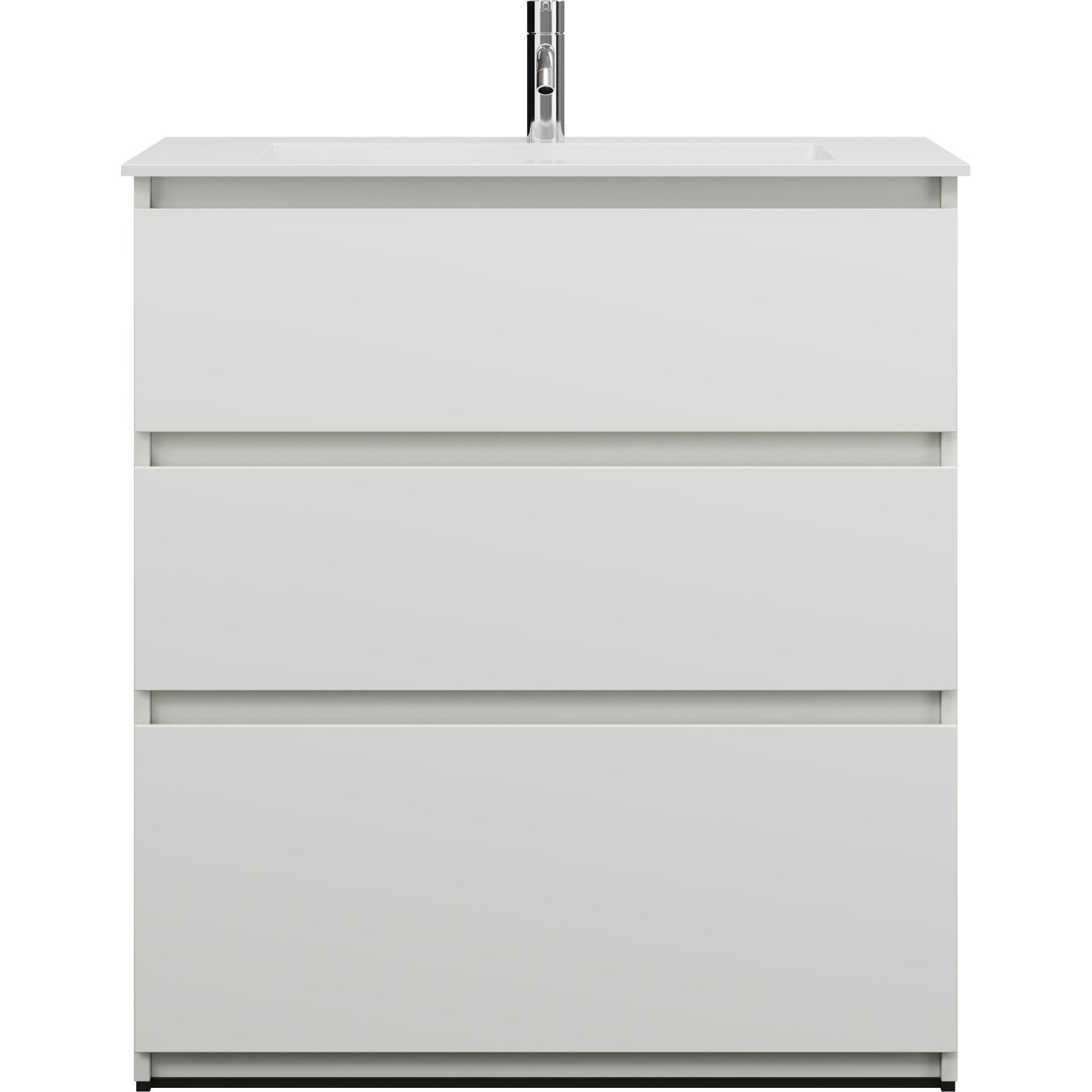 burgbad, Badmöbelset, Lin20 Mineralguss-Waschtisch Farbe Weiss Matt inklusive Waschtischunterschrank Tiefe 495mm 3