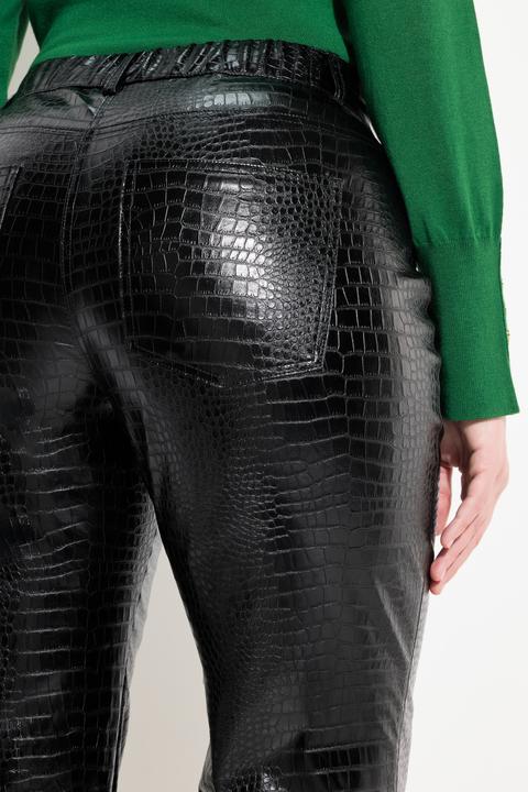 Produktbild Ulla Popken Lederoptik-Hose Mary, weites Bein, Kroko-Prägung (54)