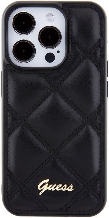 Actual product image Guess GUHCP15XPSQSQSK iPhone 15 Pro Max 6.7" czarny/black hardcase Quilted Metal Logo (Apple iPhone 15 Pro Max)