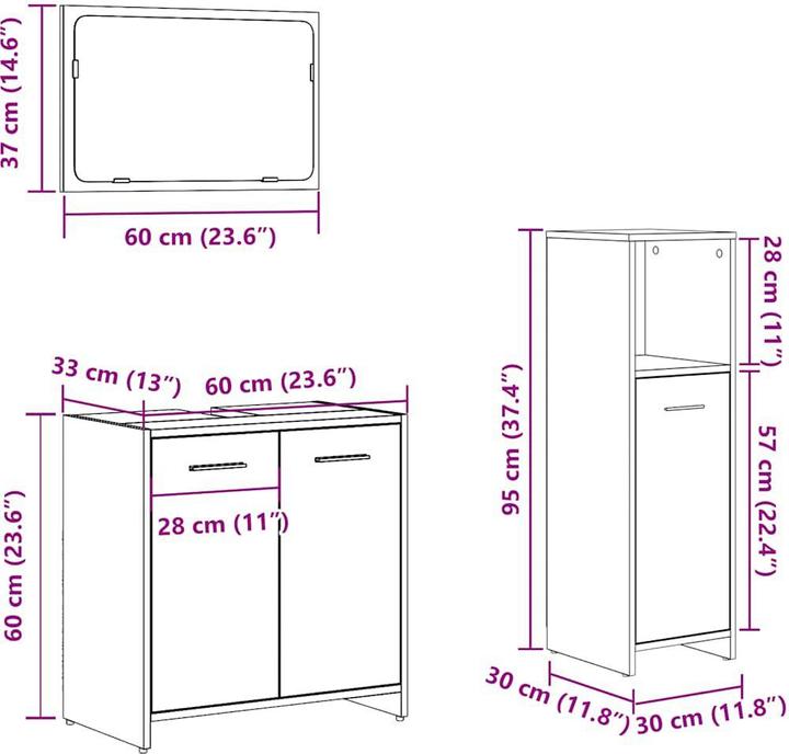 Produktbild vidaXL 3-tlg. Badmöbel-Set Artisan-Eiche Holzwerkstoff
