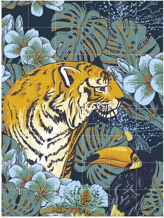 Ixxi Jungle du tigre & famille Toucan (120 x 160 cm)