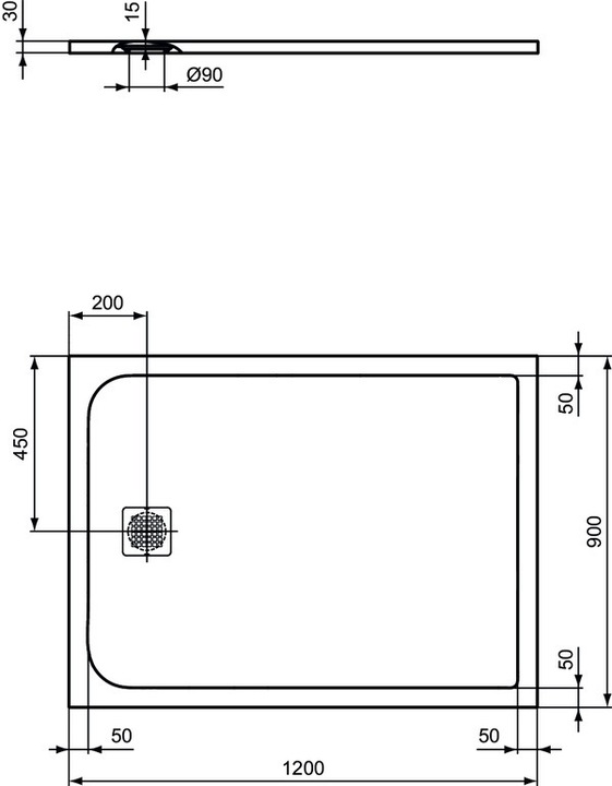 Actual product image Ideal Standard Standard Ultraflat Solid douchebak rechthoekig 120x90x3cm wit