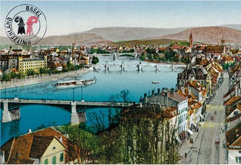 Image du produit Cotfer Carte postale vintage du Rhin à Bâle