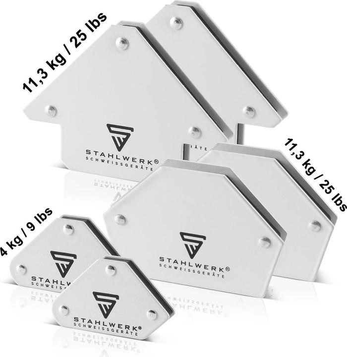 Stahlwerk 6 × Magnet-Schweisswinkel 30° x 45° x 60° x 75° x 90° x 135°, 2 x 4 kg