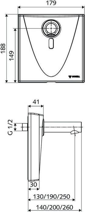 Produktbild Schell Aufputz-WT-Armatur WALIS E Infrarot-Sensor-Elektronik Ausldg 130mm