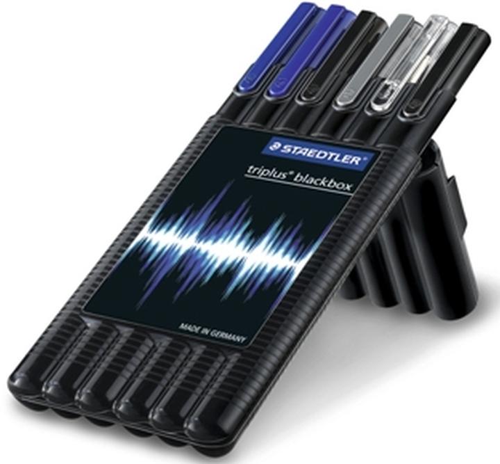 Produktbild Staedtler Schreibset triplus black mobile office Inhalt: 1x Fineliner triplus schwarz & blau (334-3, 334-9) (Blau, Gelb, Schwarz, 1x)