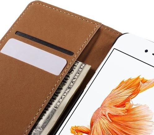 Produktbild Ueli Express iPhone SE / 8 / 7 Buch Etui Tasche Echtleder mit Kartenfach Orange (Apple iPhone 7, Apple iPhone 8, Apple iPhone SE, Apple iPhone SE (2nd Gen), Apple iPhone SE (3rd Gen))